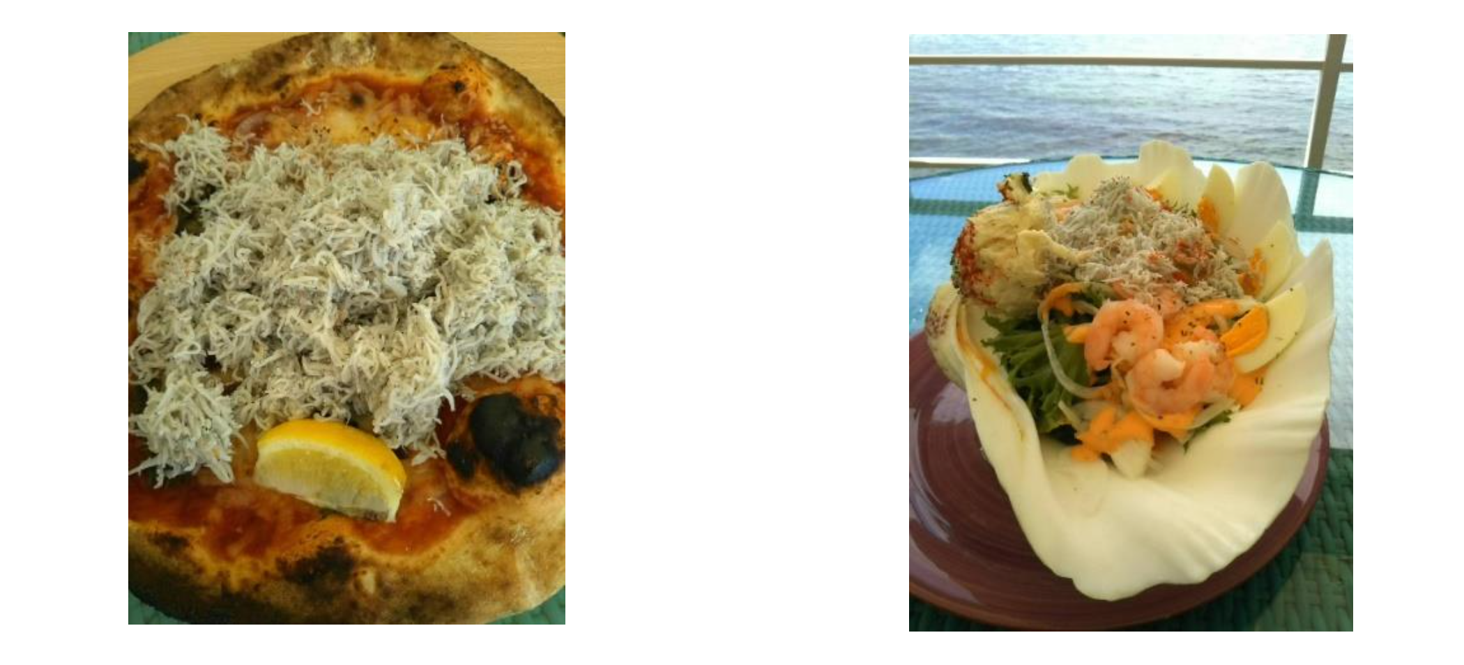 ピザの上に淡路島名産のシラスをどんどん盛ってくれる