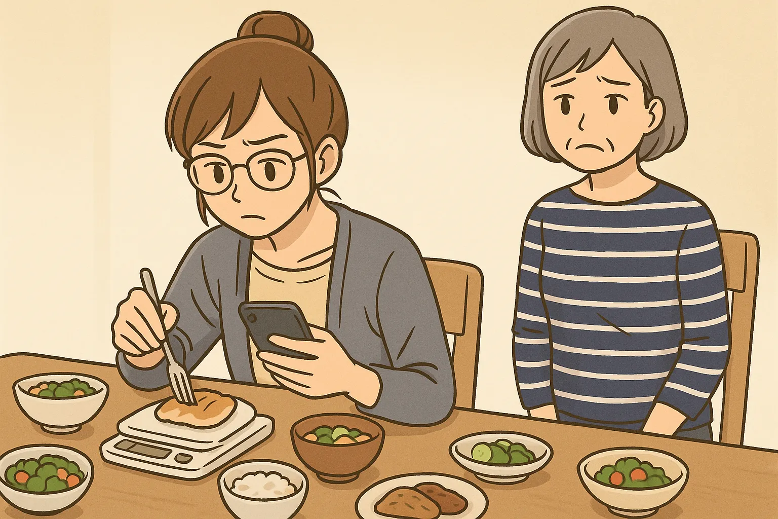 やたら体型やスタイルを気にし始め、いつもスマホでカロリー計算をしながら、食卓に計りを持ってきて食べるように：カウンセリング（摂食障害）