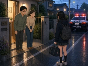夜11時になり、警察官に補導されて千春さんが帰ってきました。:カウンセリング(自傷行為)