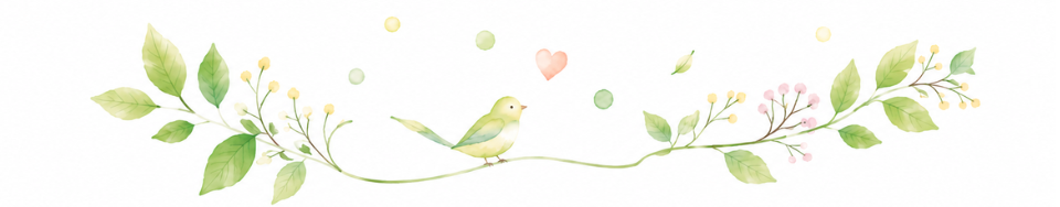 葉っぱと鳥のイラスト